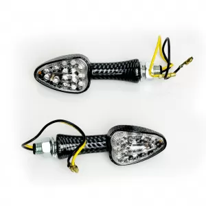 Universal Motorcycle Clear Glass LED Indicator Set ELEGANT Carbon with E-Mark