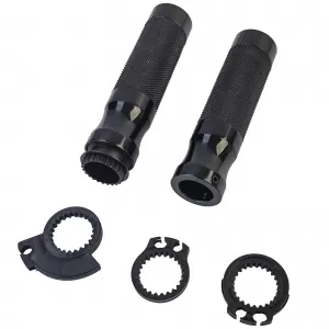 Motorcycle Aluminum Grip Set Handlebar Grips Sport Line Pair Black incl. Throttle Cable Adapter