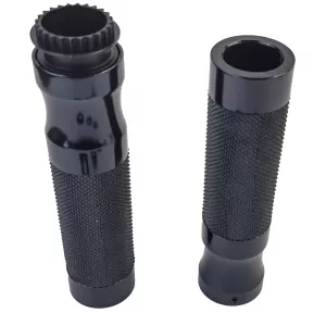 Motorcycle Aluminum Grip Set Handlebar Grips Sport Line Pair Black incl. Throttle Cable Adapter