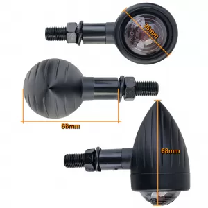 Motorcycle Halogen Aluminum Turn Signal Bullet Universal Black Smoke with E-Mark