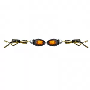 Motorcycle LED Mini Turn Signals Custom Drop Style Chrome / Smoke with E-Mark