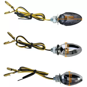 Motorcycle LED Mini Turn Signals Custom Drop Style Chrome / Smoke with E-Mark