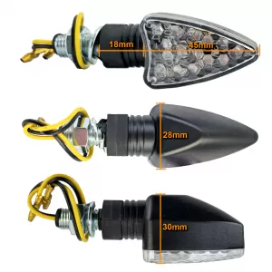 Motorcycle LED Mini Indicators Arrow Style Custom Mini Indicators Black + E-Mark