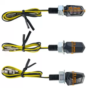 Motorcycle LED Mini Turn Signal Tiny Black Mini Indicator Universal with E-Mark