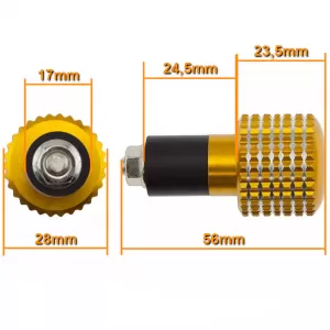 Motorcycle Universal CNC Aluminum Handlebar Ends Handlebar Weights Gold 7/8" 6mm