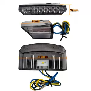 Motorcycle LED taillight brake light universal Boston style custom smoke E-approved