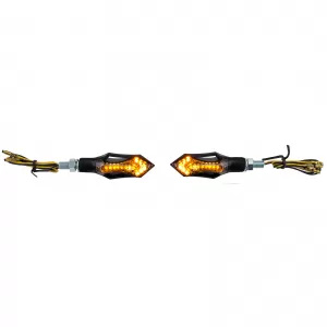 Motorcycle LED Turn Signals Black Clear Lens Hatch Universal with E-Mark