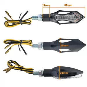 Motorcycle LED Turn Signals Black Clear Lens Hatch Universal with E-Mark