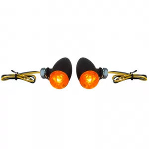 Universal Motorcycle Halogen Indicator Set BULLET Black Yellow with E-Mark