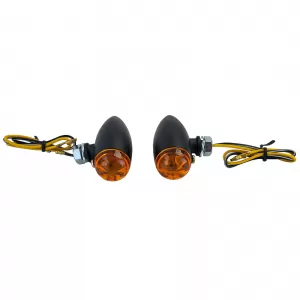 Universal Motorcycle Halogen Indicator Set BULLET Black Yellow with E-Mark