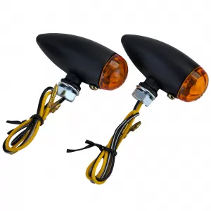 Universal Motorcycle Halogen Indicator Set BULLET Black Yellow with E-Mark