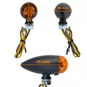 Universal Motorcycle Halogen Indicator Set BULLET Black Yellow with E-Mark