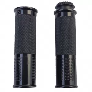 Motorcycle Aluminum Grip Set Handlebar Grips "Lux" Universal Pair Black incl. Adapter