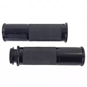 Motorcycle Aluminum Grip Set Handlebar Grips "Lux" Universal Pair Black incl. Adapter