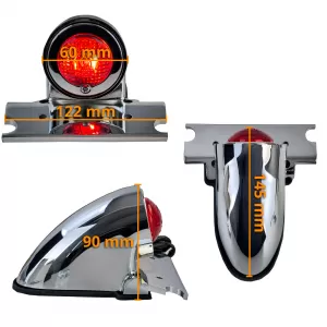 Motorcycle taillight Sparto chrome universal for chopper old school Harley retro