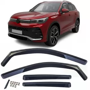 Wind deflector rain deflector 4-piece black tinted for VW Tiguan 3 from 2024