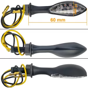 Motorcycle LED Indicator Set universal E-approved 12V clear glass black Paddle