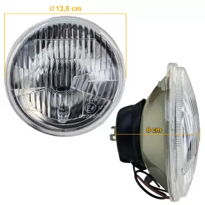 5.3" 13.5cm headlight insert H4 ribbed E-approved 12V universal motorcycle
