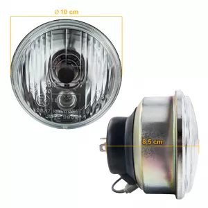 4" 10cm headlight insert H4 ribbed E-approved 12V universal motorcycle
