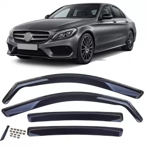 Wind deflector rain deflector 4-piece black for Mercedes C-Class W205 2014-2021
