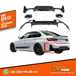 image-50-G20 LCI 340 M Performance diffúzor bal-jobb szimpla kivezetés + kipufogóvégek zongoralakk fekete ABS / 2022 - up