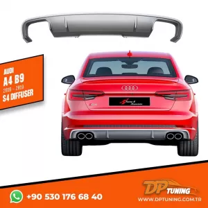 image-55-Audi A4 B9 S4 diffúzor bal+jobb dupla kivezetéses szürke + sötétszürke ABS / 2016-2019 (Standard lökhárító)