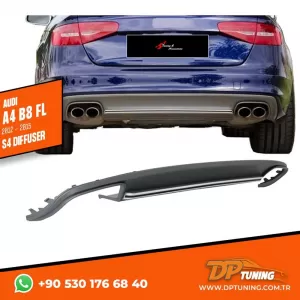 image-58-Audi A4 B8 FL S4 Style hátsó diffúzor bal+jobb dupla kivezetéses sötétszürke ABS / 2012-2015 (Standard lökhárító)