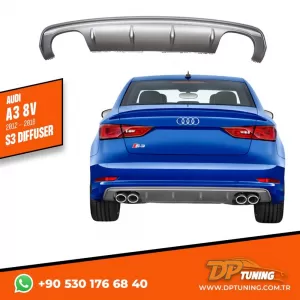 image-59-A3 8V S3 Sedan diffúzor bal + jobb dupla kivezetéses sötétszürke ABS / 2012-2016 (Standart Bmp)