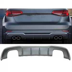 image-60-Audi A3 8V HB FL S3 diffúzor bal+jobb dupla kivezetéses sötétszürke ABS / 2017-2019 (Standard lökhárító)