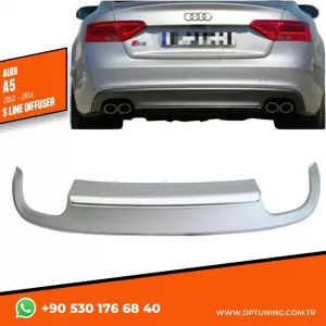 image-68-Audi A5 B8 FL S5 diffúzor bal+jobb dupla kivezetéses matt szürke ABS / 2011-2016 (normál lökhárító)