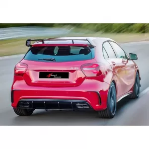 image-36-A-osztály W176 A45 AMG hátsó diffúzor zongoralakk fekete bal + jobb dupla kivezetéses vákuum műanyag / 2012-2018