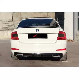 image-44-Octavia Mk3 Sport diffúzor dupla kipufogóvéggel, zongoralakk fekete, vákuum műanyag / 2013-2020