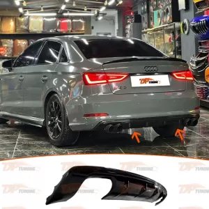 image-70-Audi A3 8V Sedan S3 Style diffúzor zongoralakk fekete vákuum műanyag / 2012-2016 (jobb+bal dupla kivezetés)
