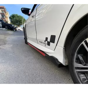 image-4-Univerzális tuning küszöb spoilerek, zongoralakk fekete, piros csíkkal