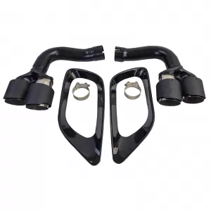 Terminali di scarico doppi in carbonio adatti per BMW X6 E71 08-14 Diesel 30d 40d-image-6261472
