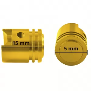 Valve caps aluminum yellow piston style universal for car motorcycle quad 2 pieces