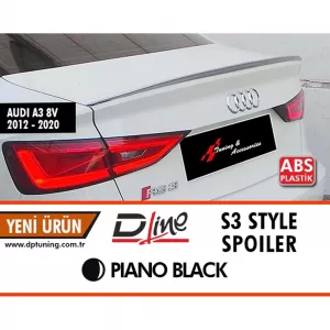image-28-Audi A3 8V Sedan S3 Style hátsó spoiler zongoralakk fekete ABS / 2014-2020