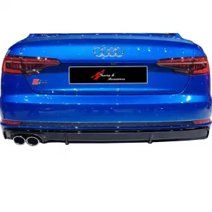 image-3-Audi A4 B9 S4 Style hátsó diffúzor, zongoralakk fekete, vákuum műanyag / 2016-2019 (bal oldali dupla kivezetés)