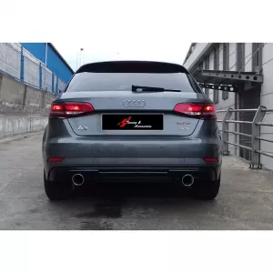 image-6-Audi A3 8V FL S3 Style hátsó diffúzor, zongoralakk fekete, vákuum műanyag / 2017-2019 (bal és jobb oldali szimpla kivezetés)