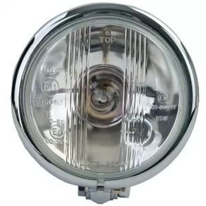 Chrome headlight 4.5" 11.5cm H4 E-approved 12V motorcycle universal 35/35W