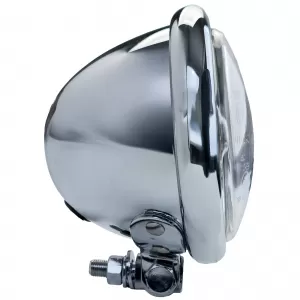 Chrome headlight 4.5" 11.5cm H4 E-approved 12V motorcycle universal 35/35W