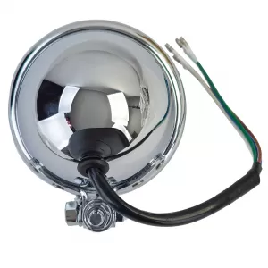 Chrome headlight 4.5" 11.5cm H4 E-approved 12V motorcycle universal 35/35W