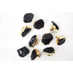 Natural Shape Obsidian Brass Cabinet Handles Satin Brass Handles for Home Decor 10 pcs