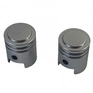 Valve caps aluminum silver piston style universal for car motorcycle quad 2 pieces