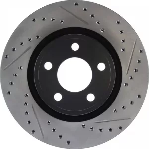 StopTech HC brake discs front 320mm drilled slotted for Ford Mustang 15-21
