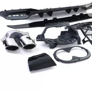 Diffusore posteriore sportivo nero con terminali di scarico cromati adatto per Mercedes A-Class W177 dal 19-image-6264001