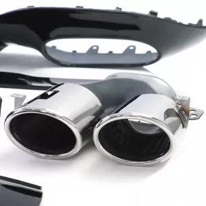 Diffusore posteriore sportivo nero con terminali di scarico cromati adatto per Mercedes A-Class W177 dal 19-image-6264002