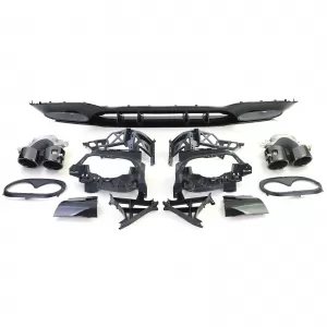Set di diffusori posteriori sportivi con terminali di scarico neri, adatto per Mercedes A-Class W177 dal 18-image-6264049