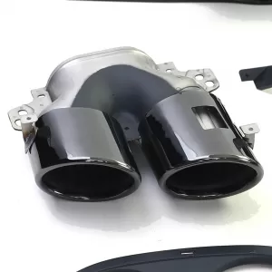 Set di diffusori posteriori sportivi con terminali di scarico neri, adatto per Mercedes A-Class W177 dal 18-image-6264050