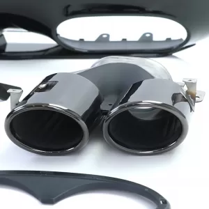 Set di diffusori posteriori sportivi con terminali di scarico neri, adatto per Mercedes A-Class W177 dal 18-image-6264051